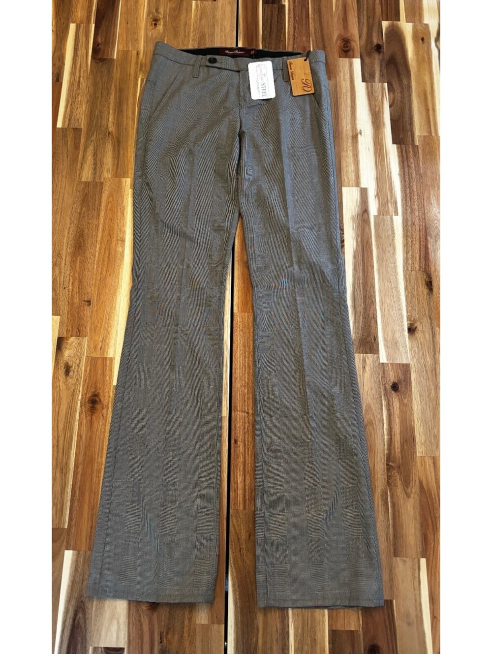 Raven Denim Mackie Plaid Trousers Size 26 Gray Bootcut NWT Made USA (2057)